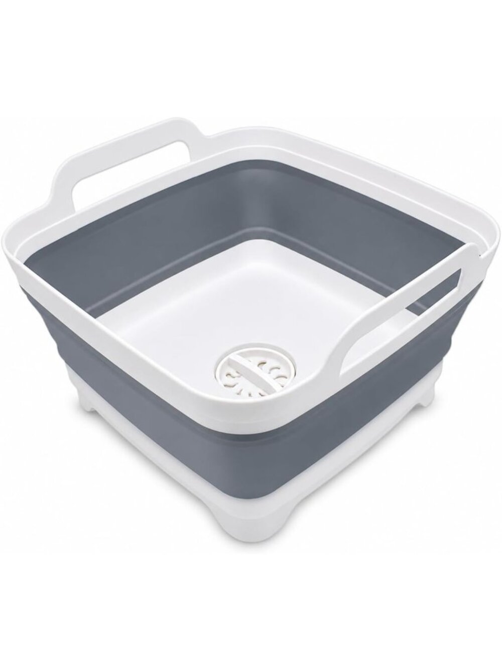 Foldable Collapsible Dish Basin with Drain Plug - Portable 2.4 Gal Wash Tub